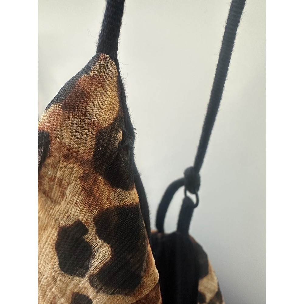 New With Defects Anthropologie Ruffled Chiffon Maxi Dress Leopard Animal Print M - Picture 9 of 16